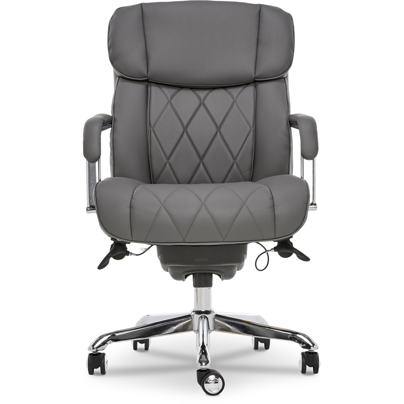 Pemberly Row Modern Leather Executive Office Chair Gray Leather