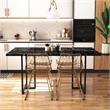 Pemberly Row Modern Dining Table Black Marble Top with Black Legs