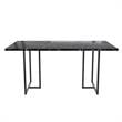 Pemberly Row Modern Dining Table Black Marble Top with Black Legs