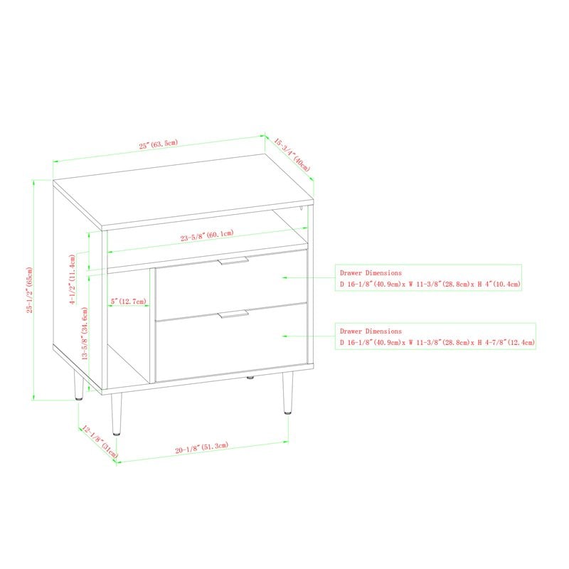 Pemberly Row Modern Storage Bedroom Nightstand Set in Dark Walnut