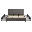 Pemberly Row Modern Upholstered Bed King in Light Gray Linen