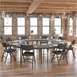 Pemberly Row Classic Commercial Resin Folding Chair in Gray 4 Pack