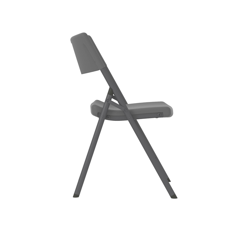 Pemberly Row Classic Commercial Resin Folding Chair in Gray 4 Pack