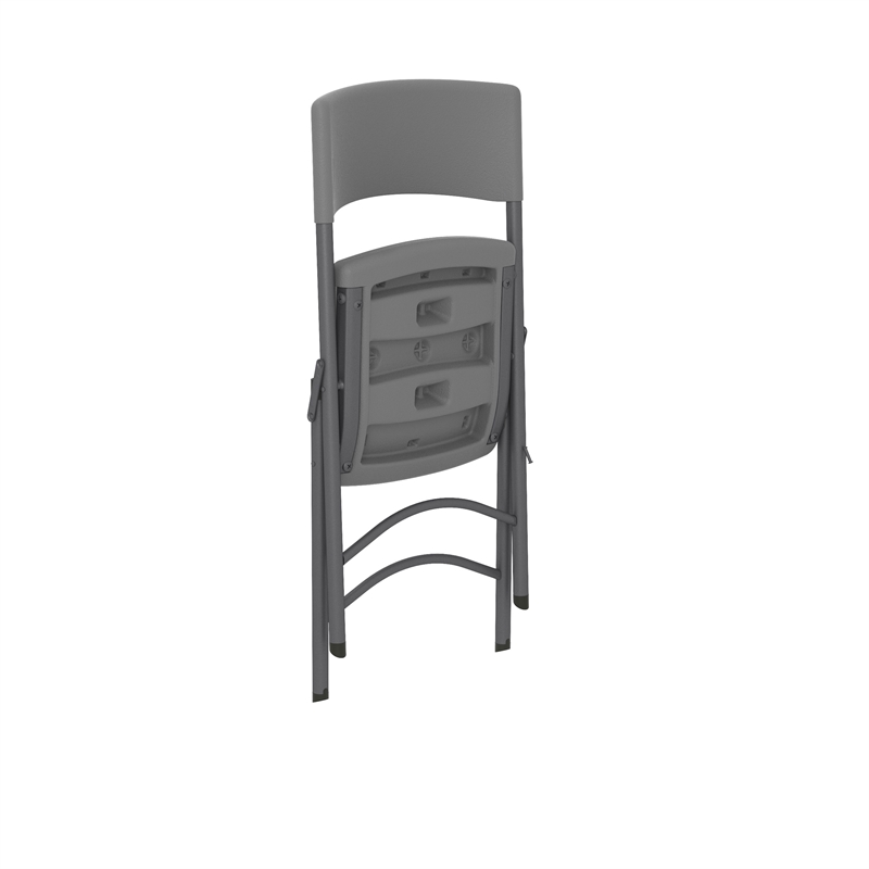 Pemberly Row Classic Commercial Resin Folding Chair in Gray 4 Pack