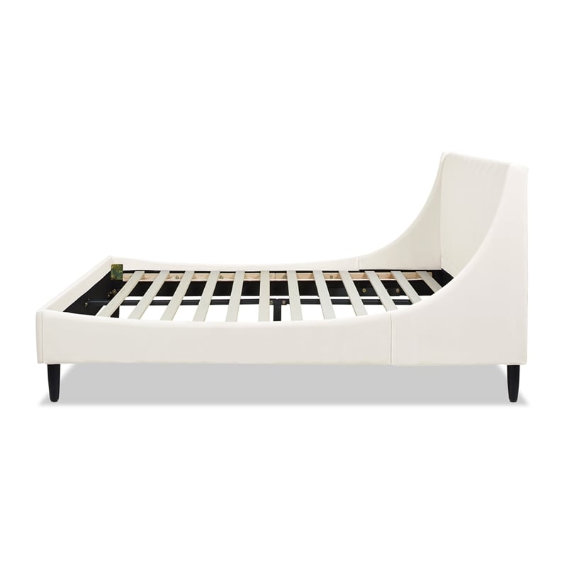 Pemberly Row Modern Upholstered Platform Bed Queen Cloud White