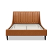 Pemberly Row Vertical Tufted Headboard Platform Bed Set Queen Caramel Tan Brown
