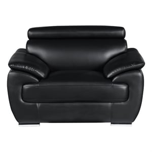 Pemberly Row Modern 38&quot Modern Leather Upholstered Chair in Black
