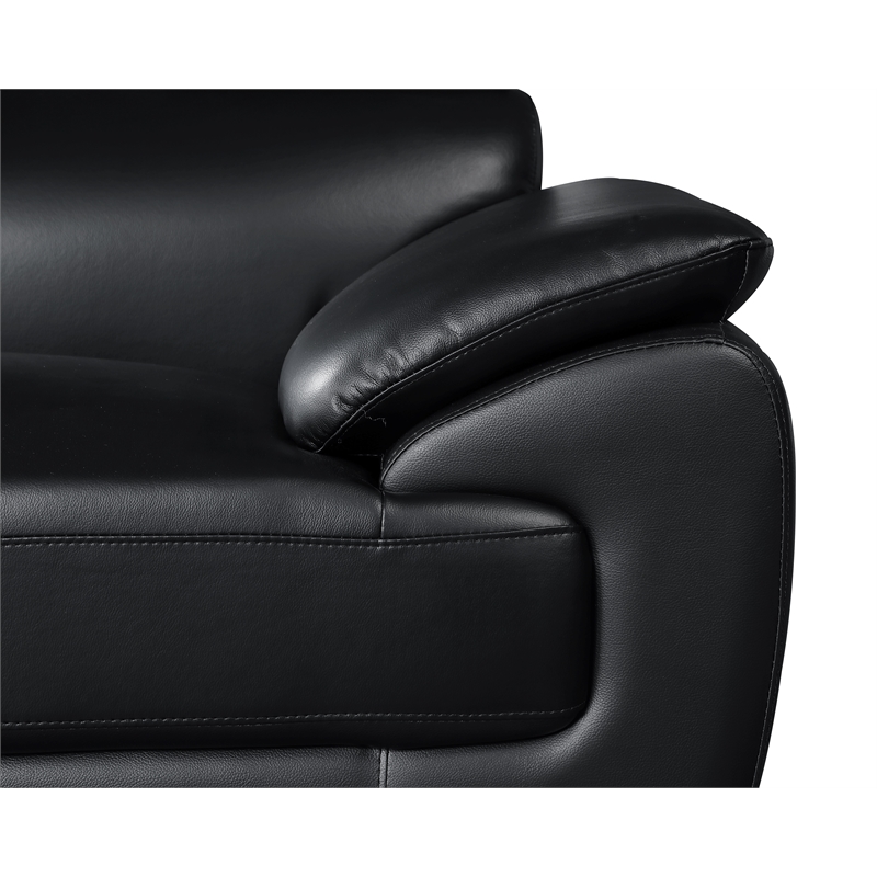 Pemberly Row Modern Leather Upholstered Recliner Loveseat in Black