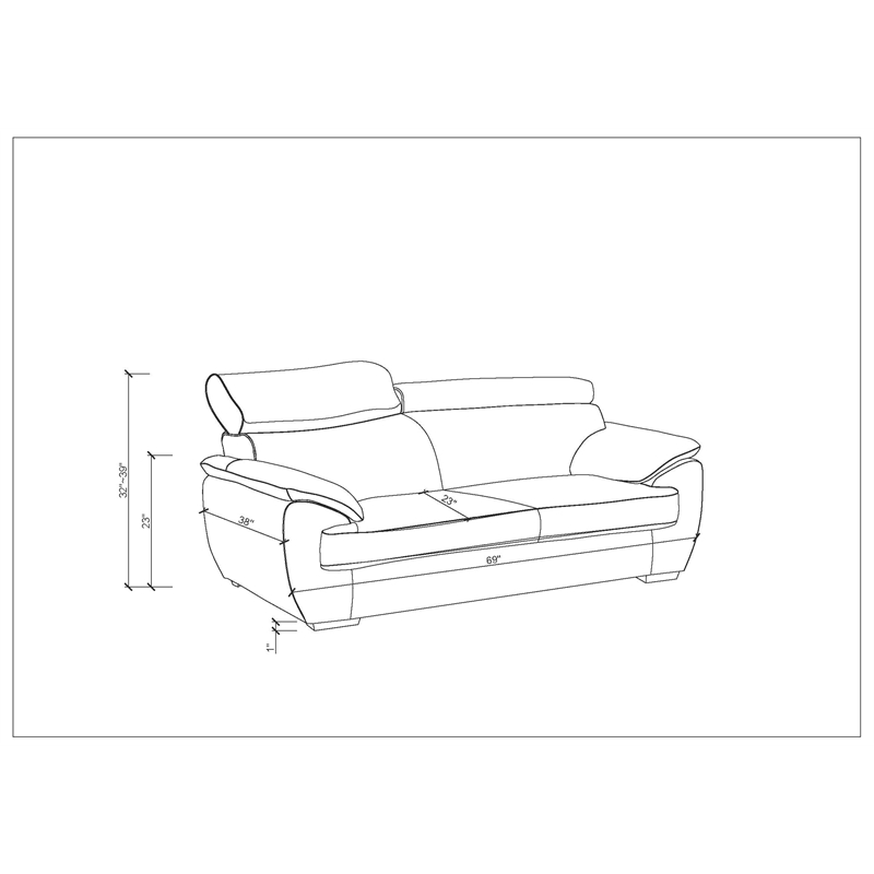 Pemberly Row Modern Leather Upholstered Recliner Loveseat in Black