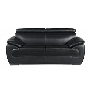Pemberly Row Modern Leather Upholstered Recliner Loveseat in Black