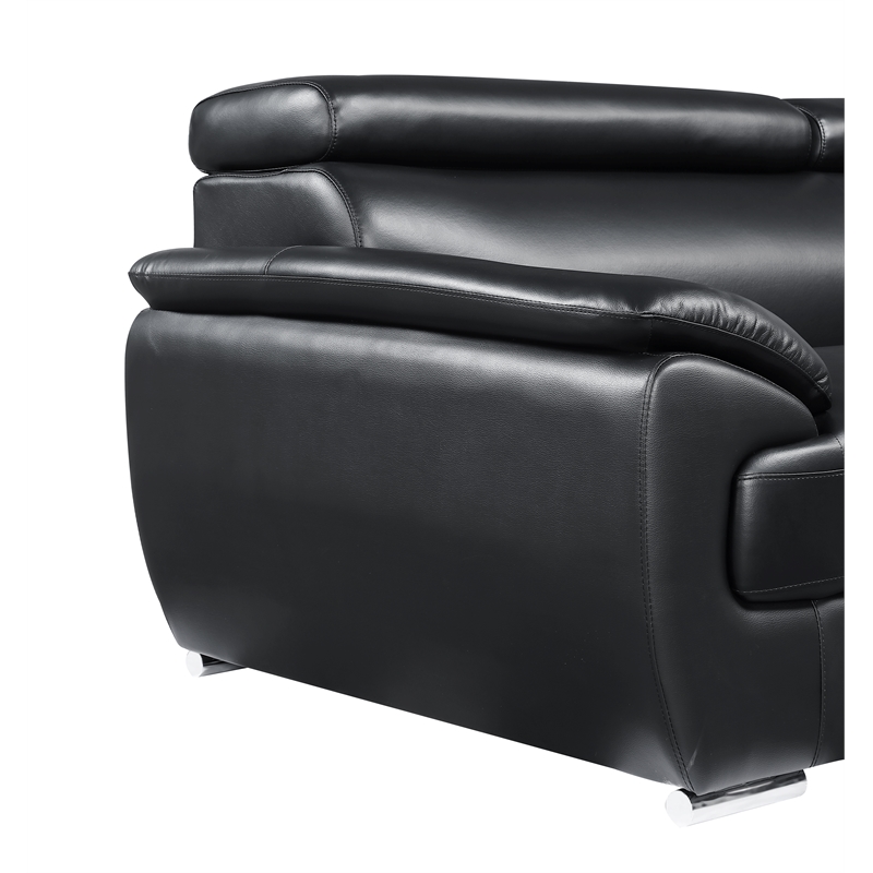Pemberly Row Modern Leather Upholstered Recliner Loveseat in Black
