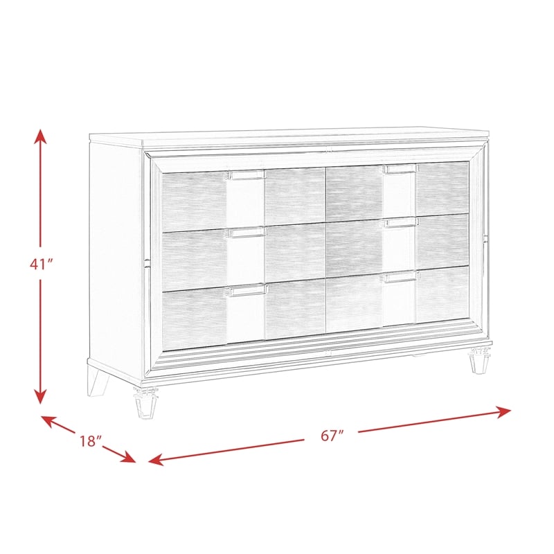 Pemberly Row Modern / Contemporary 6-Drawer Dresser in White