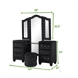 Pemberly Row Crystal Tufted Vanity Set finished with Wood in Black