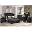 Pemberly Row Crystal Tufted Vanity Set finished with Wood in Black