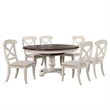 Pemberly Row 7Pc Round/Oval Extendable Dining Set Antique White/Chestnut Brown