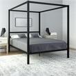 Pemberly Row Modern Metal Canopy Poster Bed in Queen in Black