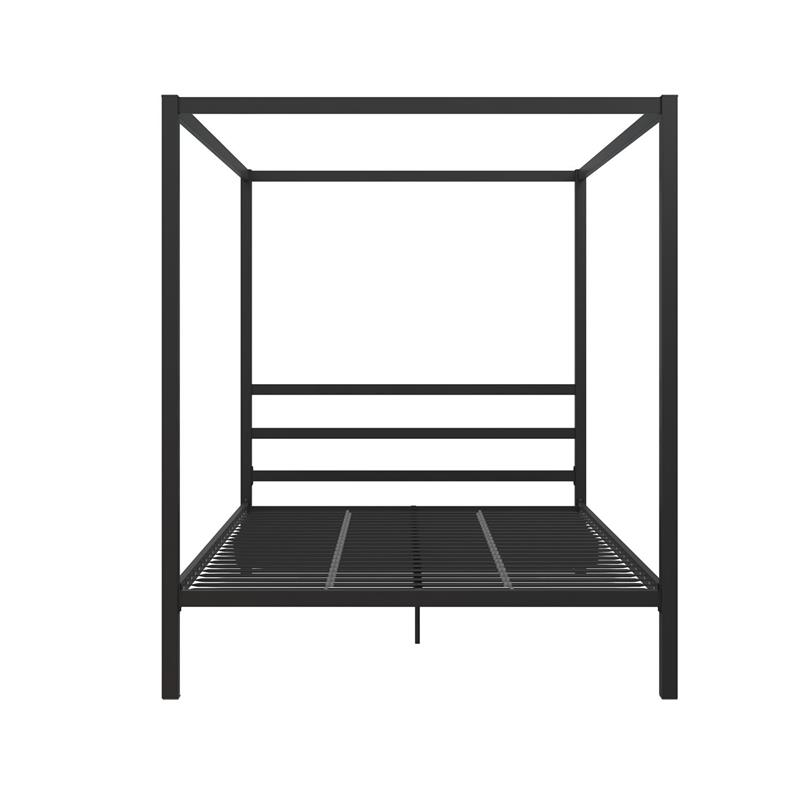Pemberly Row Modern Metal Canopy Poster Bed in Queen in Black