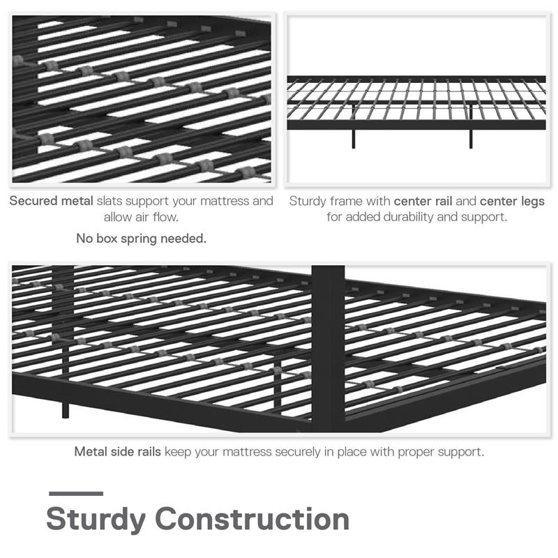 Pemberly Row Modern Metal Canopy Poster Bed in Queen in Black