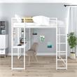 Pemberly Row Modern / Contemporary Full Size Metal Loft Bed in White
