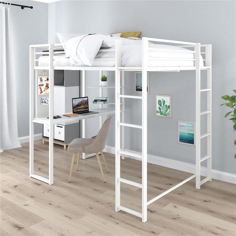 Pemberly Row Modern / Contemporary Full Size Metal Loft Bed in White