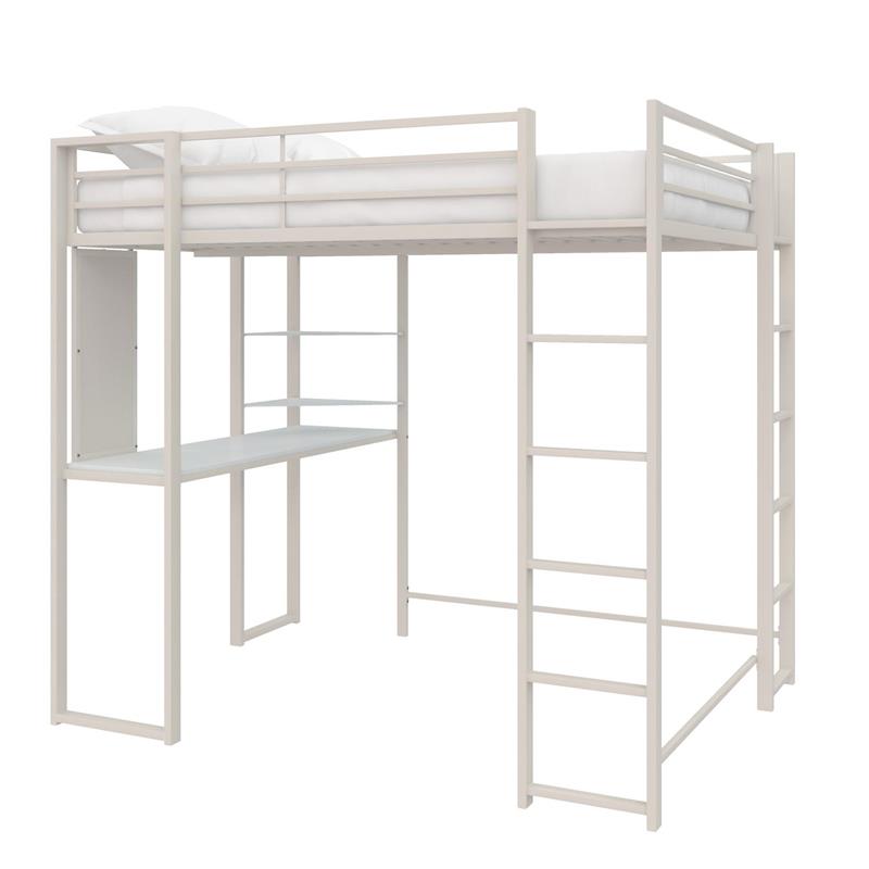 Pemberly Row Modern / Contemporary Full Size Metal Loft Bed in White