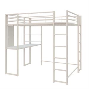 Pemberly Row Modern / Contemporary Full Size Metal Loft Bed in White