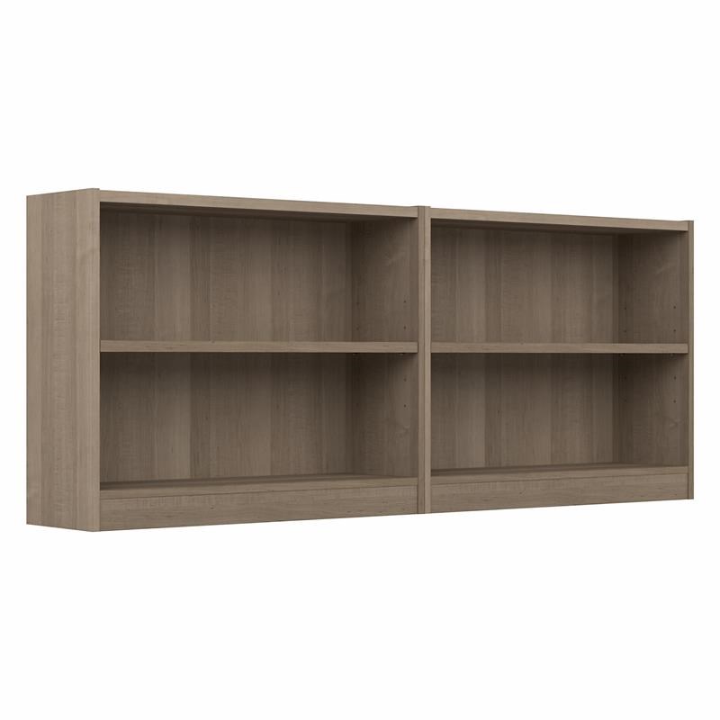 Pemberly Row Small 2 Bookshelf Bookcase in Ash Gray (Set of 2) - Engineered Wood