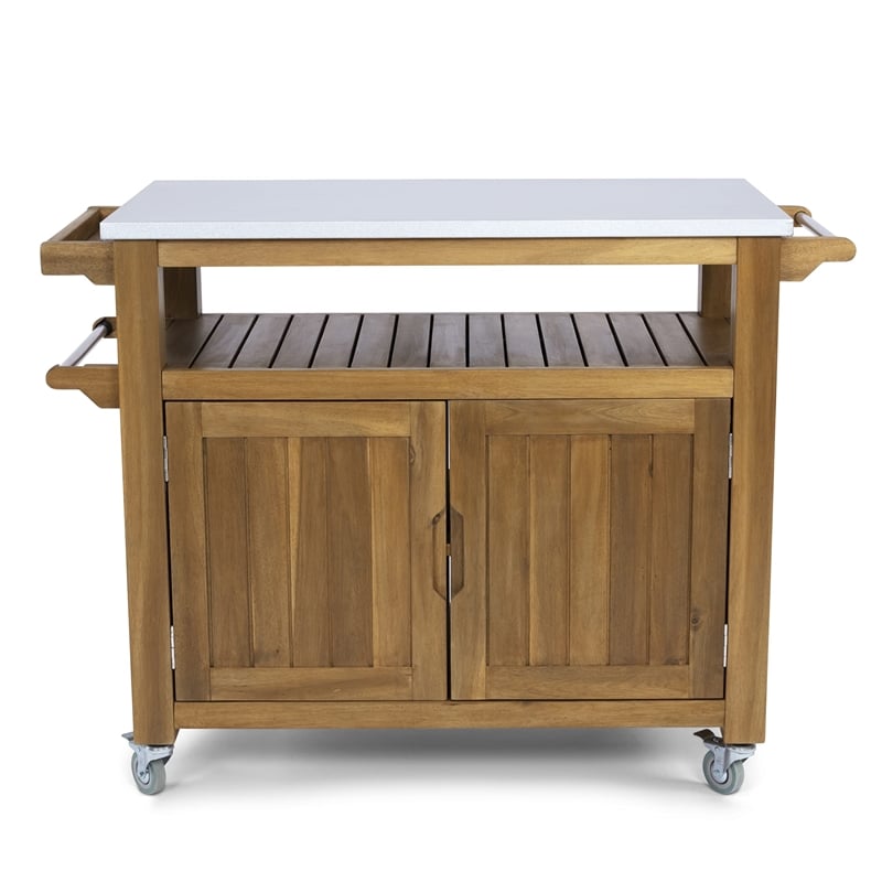 Pemberly Row Modern / Contemporary Brown Finish Wood Outdoor Cart