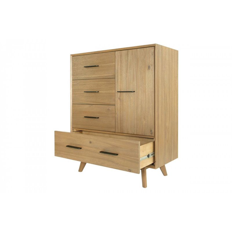 Pemberly Row Contemporary Veneer Wood and Metal Chest in Walnut Natural