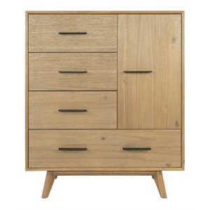 Pemberly Row Contemporary Veneer Wood and Metal Chest in Walnut Natural