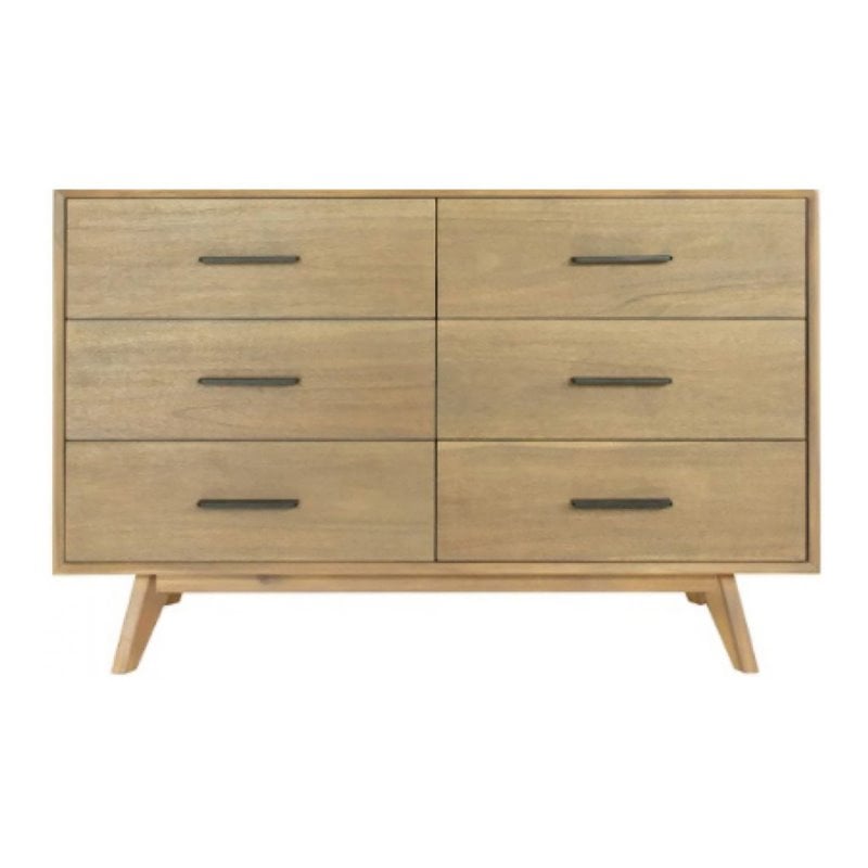 Pemberly Row Contemporary Veneer Wood and Metal Bedroom Dresser in Walnut