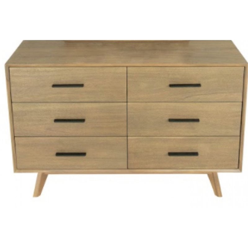 Pemberly Row Contemporary Veneer Wood and Metal Bedroom Dresser in Walnut