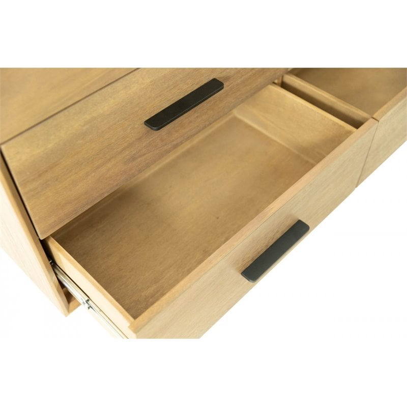 Pemberly Row Contemporary Veneer Wood and Metal Bedroom Dresser in Walnut