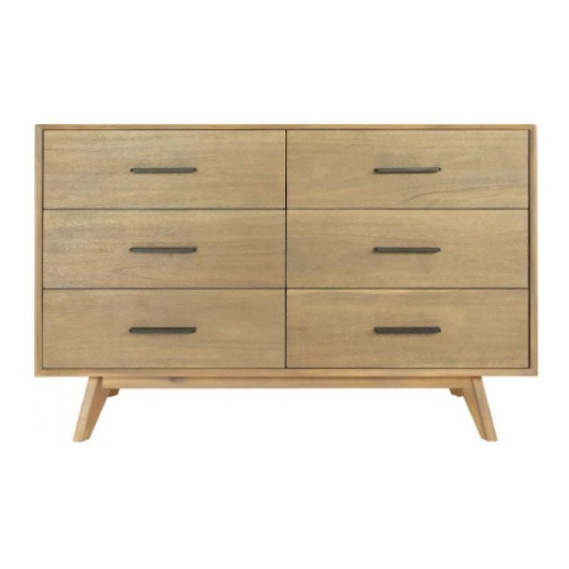 Pemberly Row Contemporary Veneer Wood and Metal Bedroom Dresser in Walnut