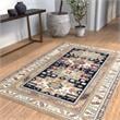 Pemberly Row Contemporary Rust Black Ivory Aqua Viscose Area Rug