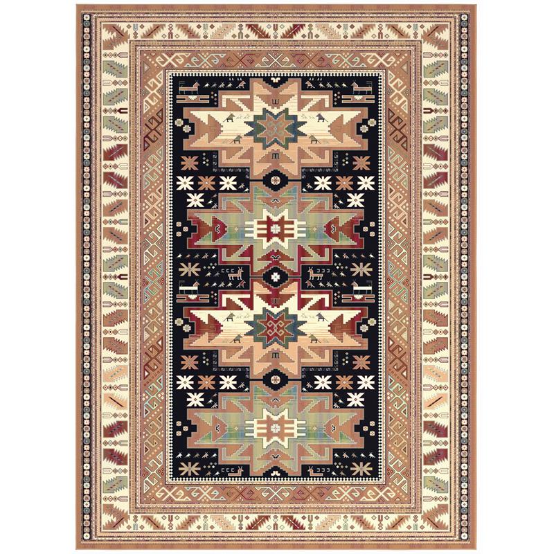 Pemberly Row Contemporary Rust Black Ivory Aqua Viscose Area Rug