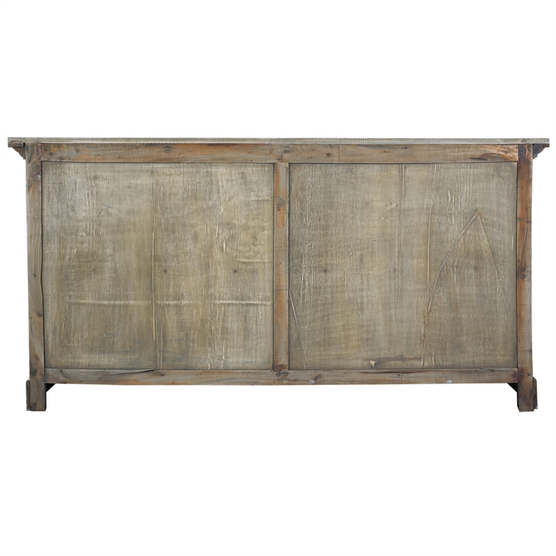 Pemberly Row Cottage Curved Glass Door Sideboard Driftwood Brown Wood