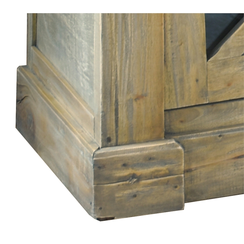 Pemberly Row Cottage Curved Glass Door Sideboard Driftwood Brown Wood