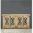 Pemberly Row Cottage Curved Glass Door Sideboard Driftwood Brown Wood