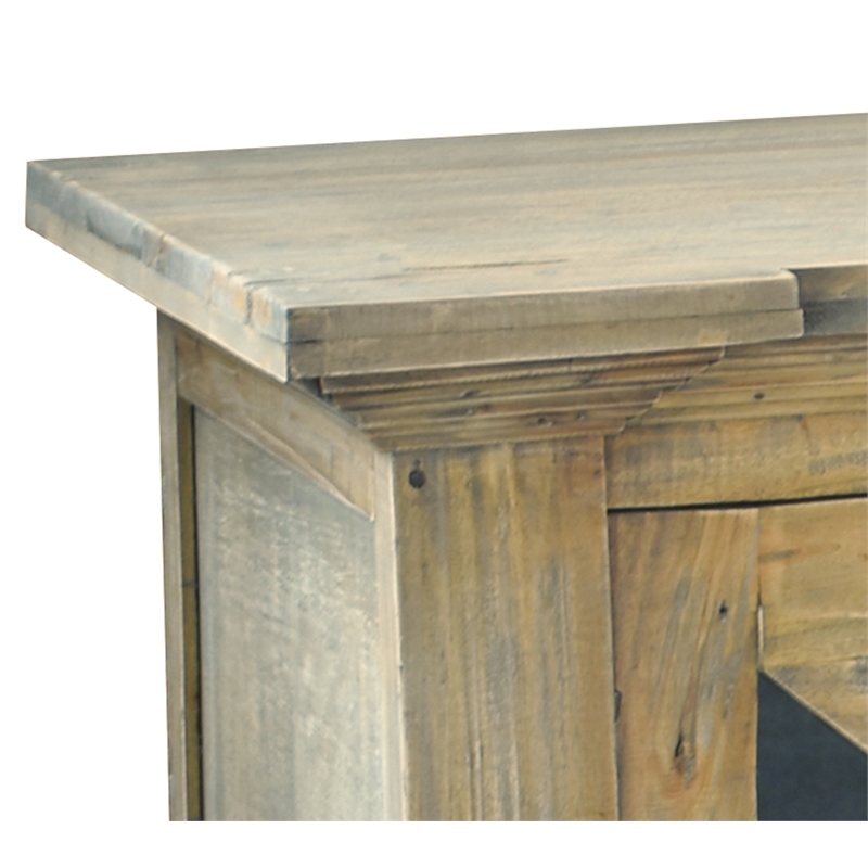 Pemberly Row Cottage Curved Glass Door Sideboard Driftwood Brown Wood