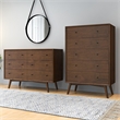 Pemberly Row Mid-Century Modern 6-Drawer Double-Dresser Solid Wood in Brown