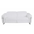 Pemberly Row Italian Leather Sofa with Power Recliner in White