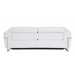 Pemberly Row Italian Leather Sofa with Power Recliner in White