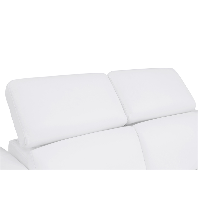 Pemberly Row Italian Leather Sofa with Power Recliner in White