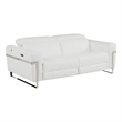 Pemberly Row Italian Leather Sofa with Power Recliner in White