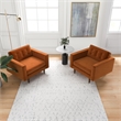 Pemberly Row Mid-Century Pillow Back Velvet Lounge Chair in Orange (Set of 2)