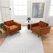 Pemberly Row Mid-Century Pillow Back Velvet Lounge Chair in Orange (Set of 2)