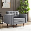 Pemberly Row Mid-Century Tufted Pillow Back Velvet Upholstered Arm Chair in Gray