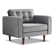 Pemberly Row Mid-Century Tufted Pillow Back Velvet Upholstered Arm Chair in Gray