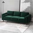 Pemberly Row Mid-Century Pillow Back Velvet Upholstered Sofa in Green